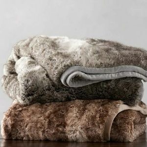 Pottery Barn faux fur throw blanket